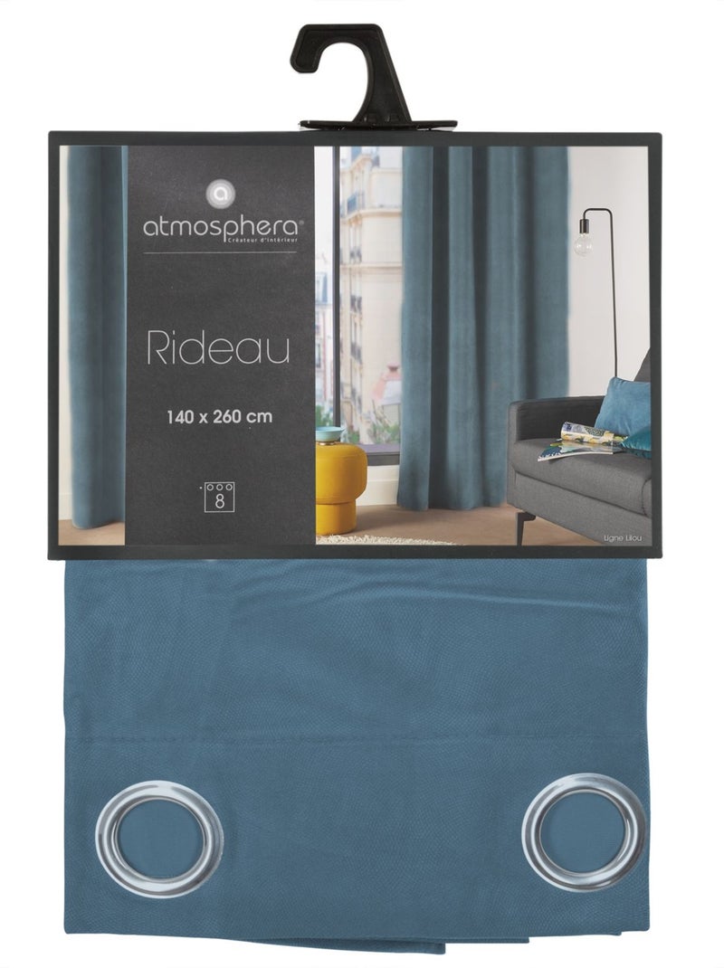 Rideau à 8 œillets LILOU Bleu - Kiabi