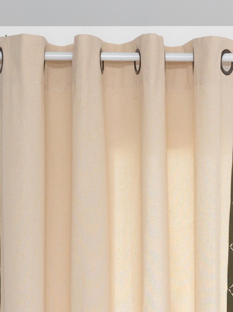 Rideau à broderies géométriques Beige - Kiabi