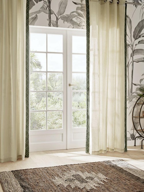 Rideau à broderies géométriques - Kiabi