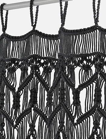 RIDEAU A FILS 90 x 200 CM COTON MACRAME MACARENA NOIR