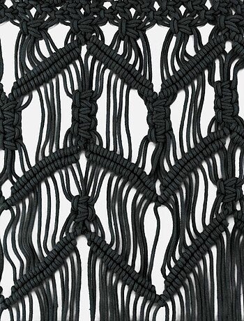 RIDEAU A FILS 90 x 200 CM COTON MACRAME MACARENA NOIR