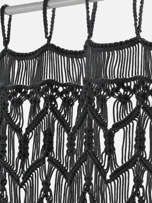 RIDEAU A FILS 90 x 200 CM COTON MACRAME MACARENA NOIR - Kiabi