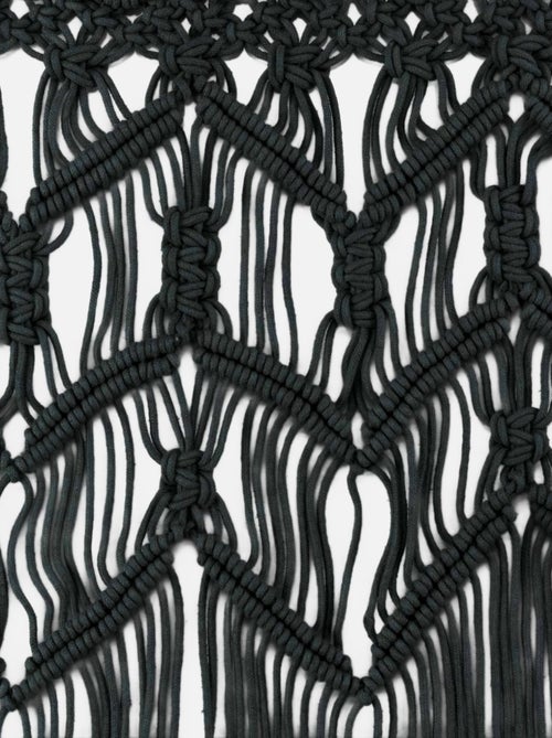 RIDEAU A FILS 90 x 200 CM COTON MACRAME MACARENA NOIR - Kiabi