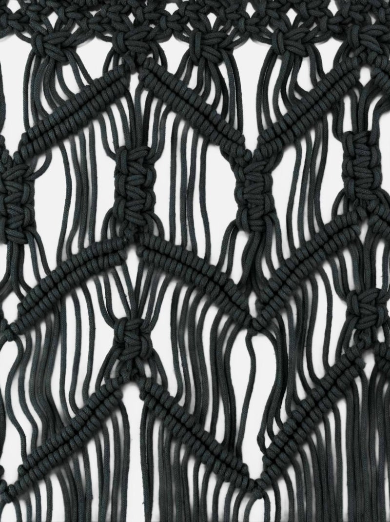 RIDEAU A FILS 90 x 200 CM COTON MACRAME MACARENA NOIR Noir - Kiabi