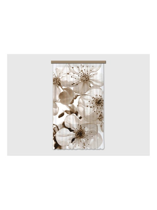 Rideau à fleur, imprimé zoom sur fleurs blanches et noirs 140x245 cm, 1 pièce - Kiabi