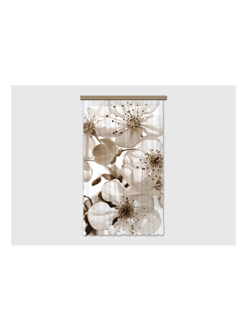 Rideau à fleur, imprimé zoom sur fleurs blanches et noirs 140x245 cm, 1 pièce Multicolore - Kiabi