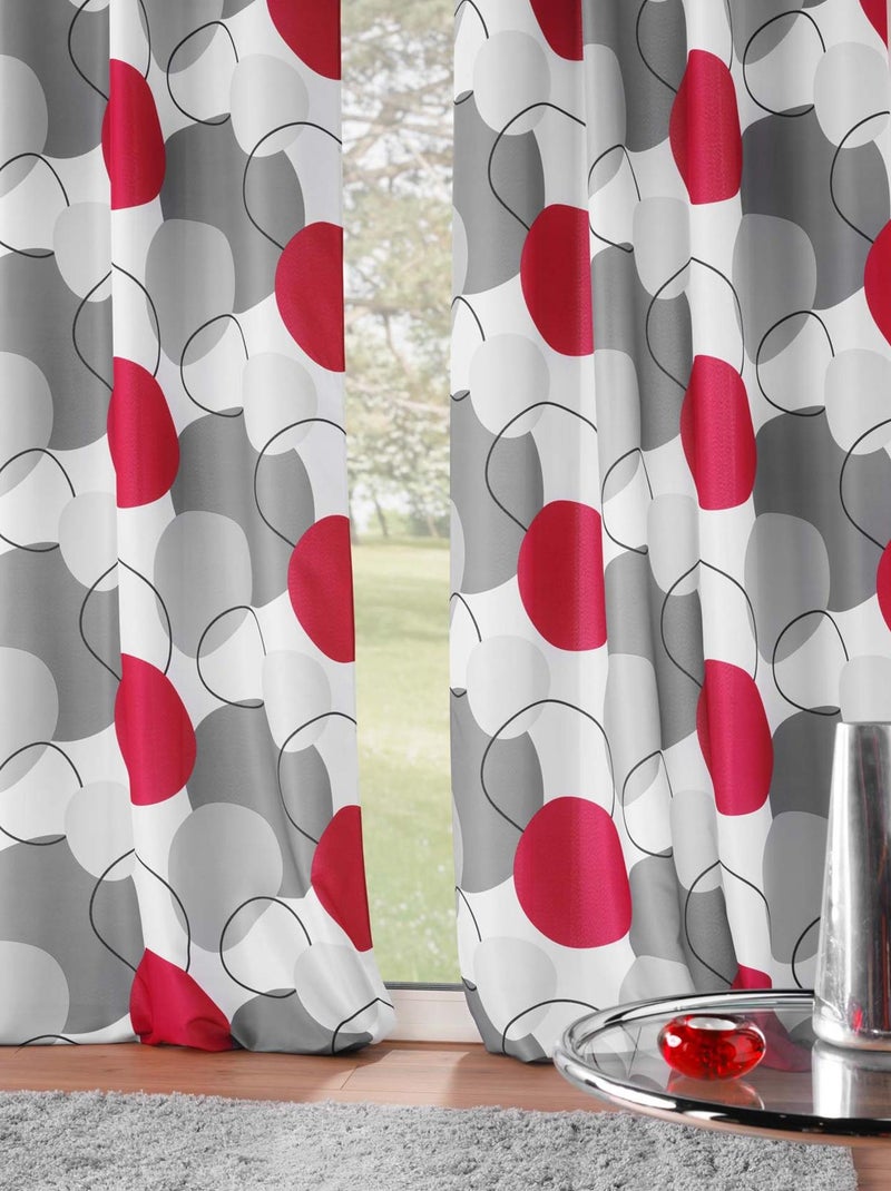 Rideau à formes géométriques Rouge - Kiabi