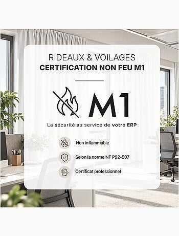 Rideau à galon fronceur occultant ignifugé m1 non feu
