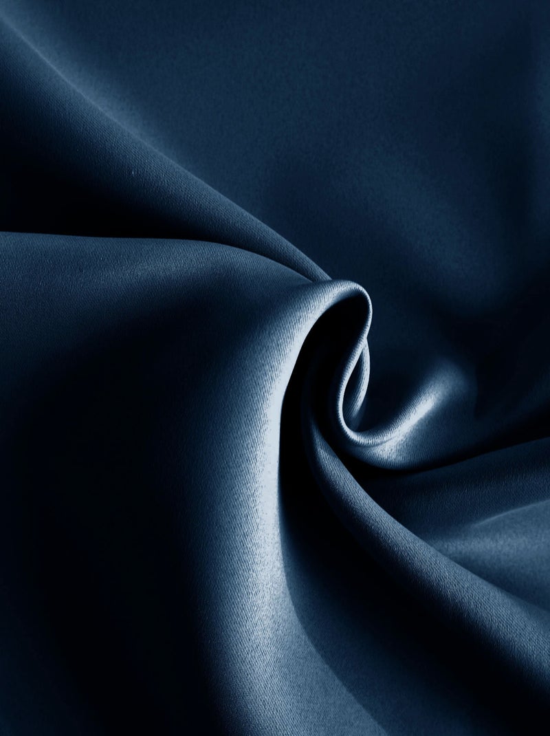 Rideau à galon fronceur occultant ignifugé M1 Non Feu Bleu jean - Kiabi