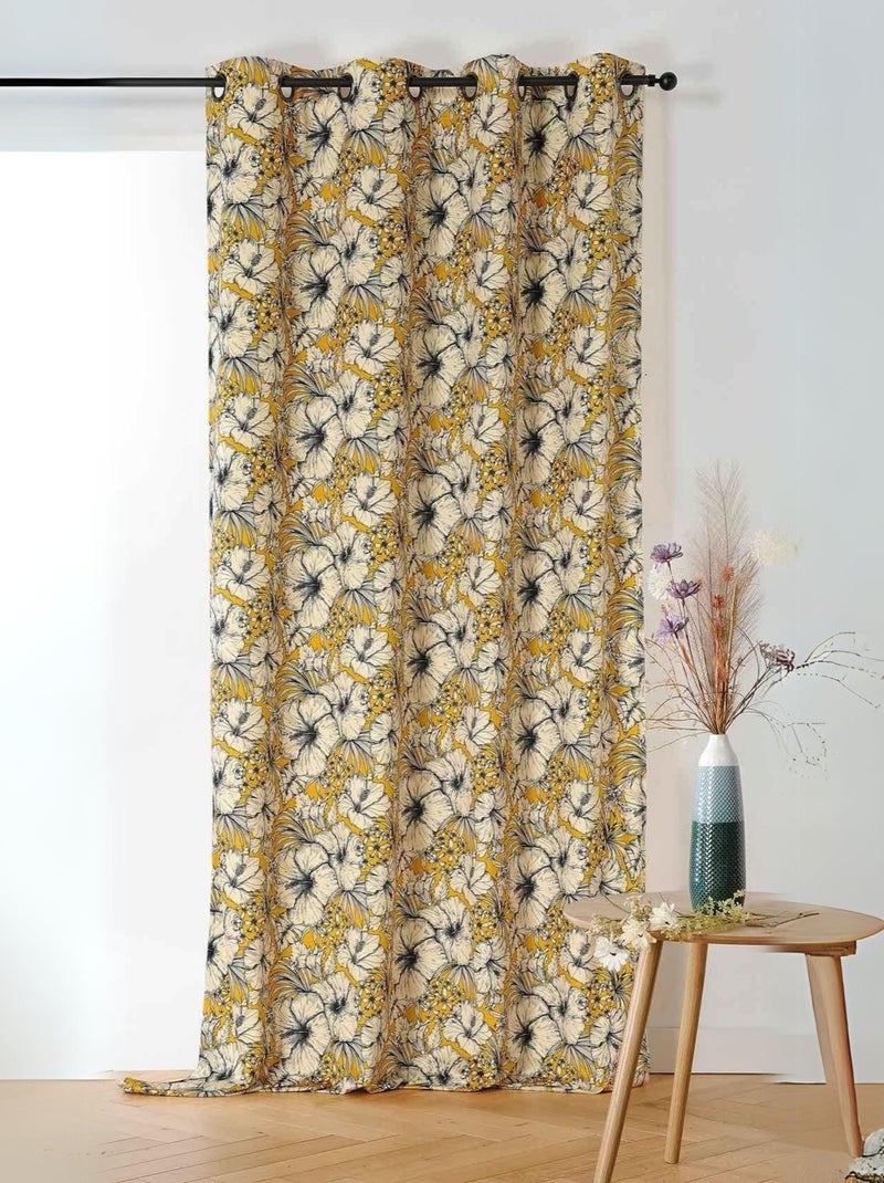 Rideau à motif floral Jaune - Kiabi