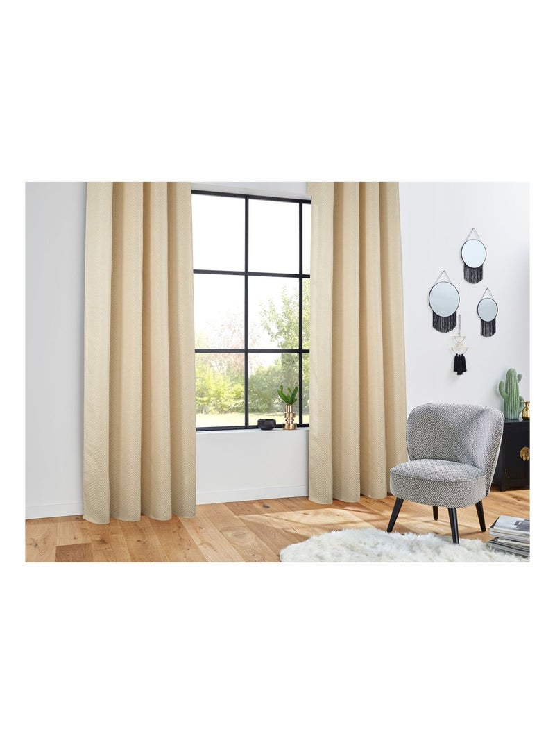 Rideau à motifs jacquard GEOM Beige - Kiabi