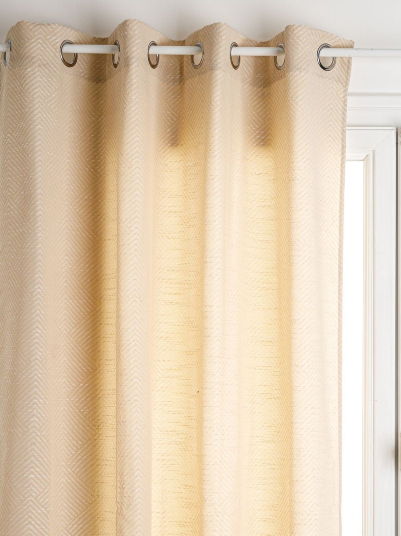 Rideau à motifs jacquard GEOM Beige - Kiabi