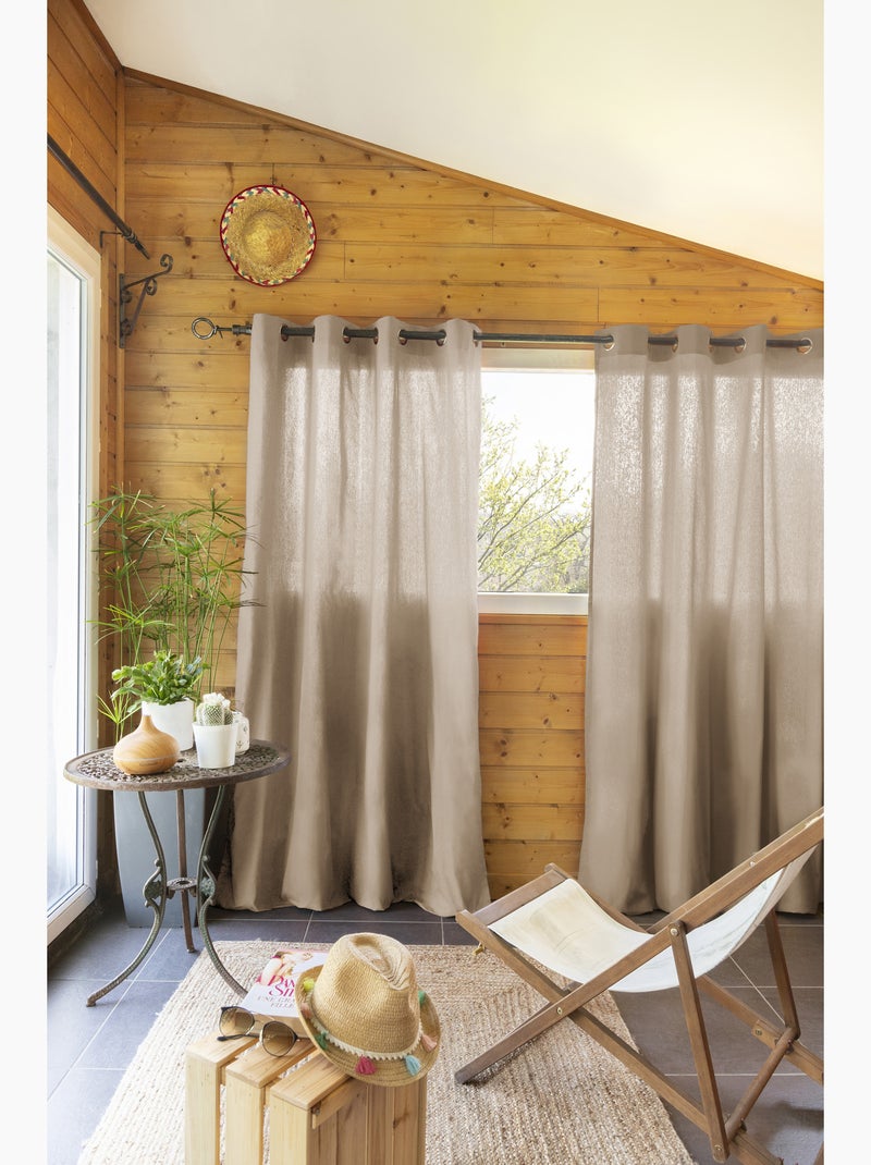 Rideau à oeillets - 100 % Coton Prélavé – Kala Beige foncé - Kiabi