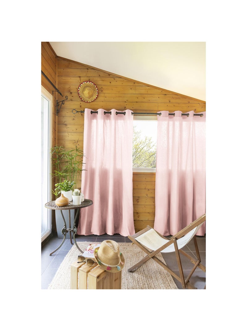Rideau à oeillets - 100 % Coton Prélavé – Kala Rose clair - Kiabi