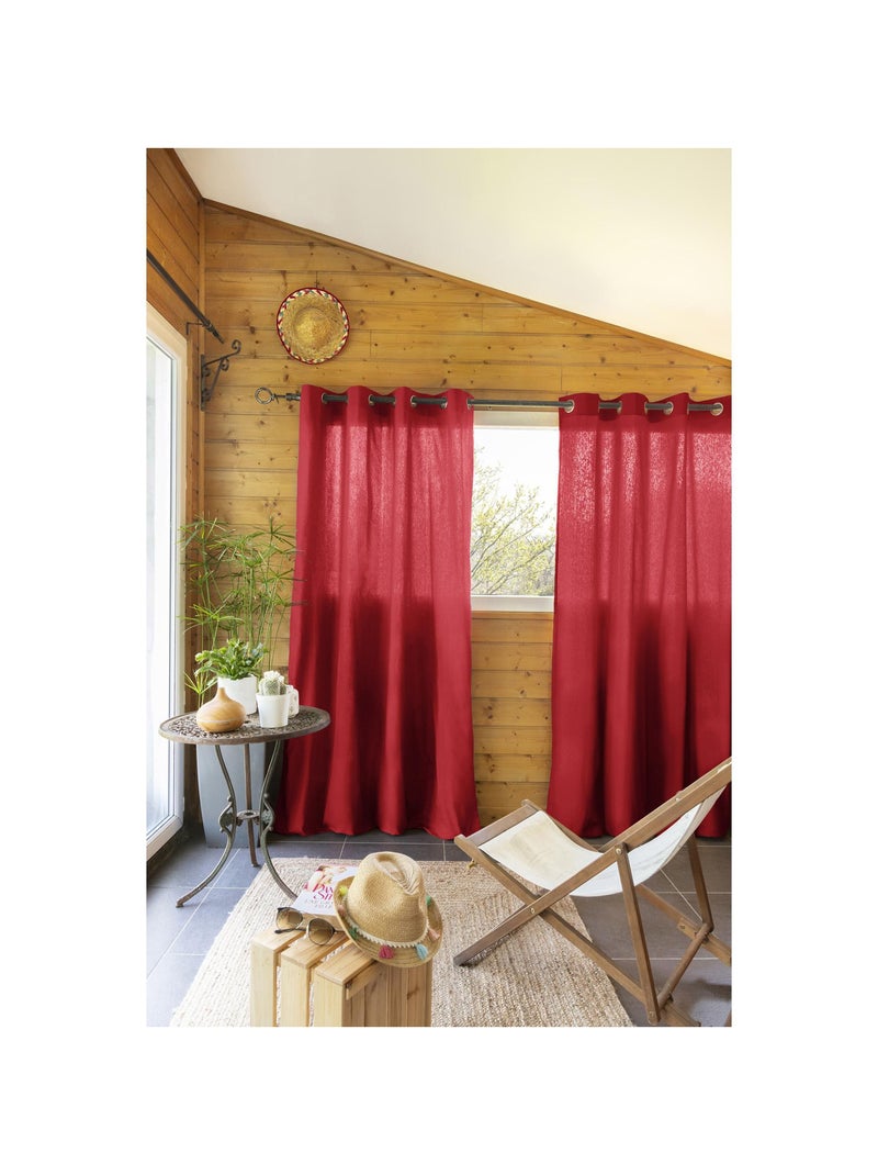 Rideau à oeillets - 100 % Coton Prélavé – Kala Rouge - Kiabi