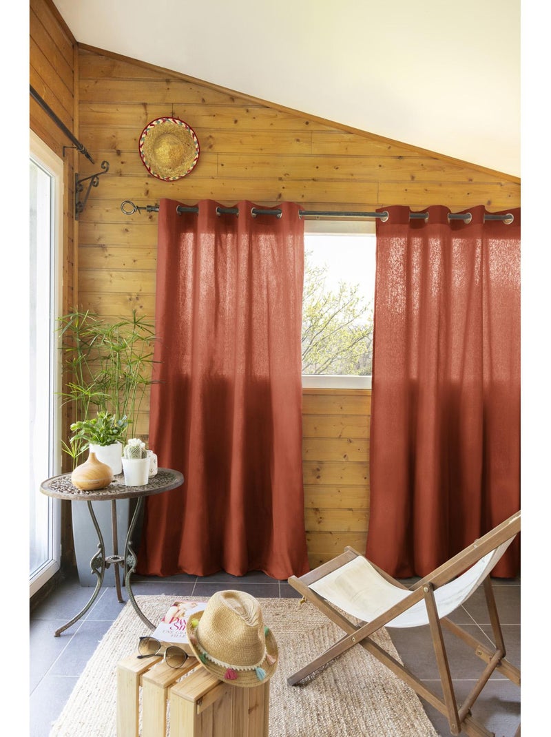 Rideau à oeillets - 100 % Coton Prélavé – Kala Terracotta - Kiabi