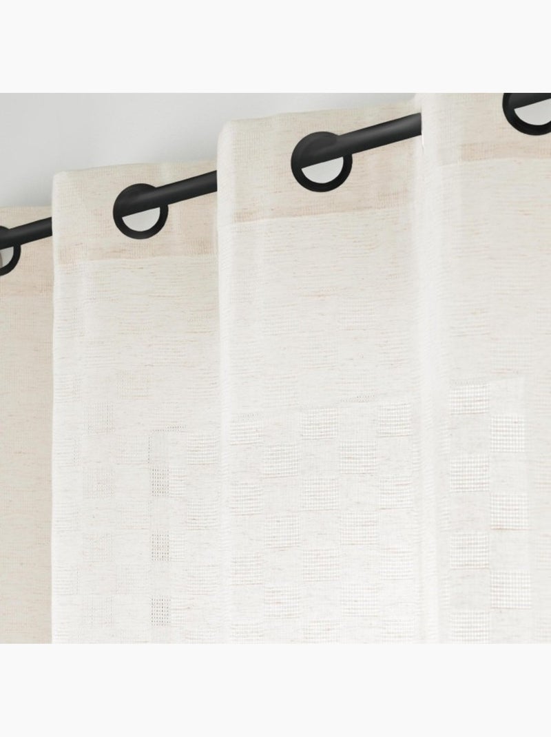 Rideau à Œillets - 140 x 260 cm - Effet Lin Tissé Logan Beige - Kiabi