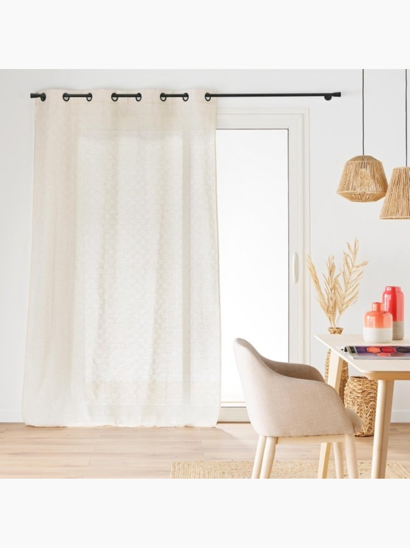 Rideau à Œillets - 140 x 260 cm - Effet Lin Tissé Logan Beige - Kiabi