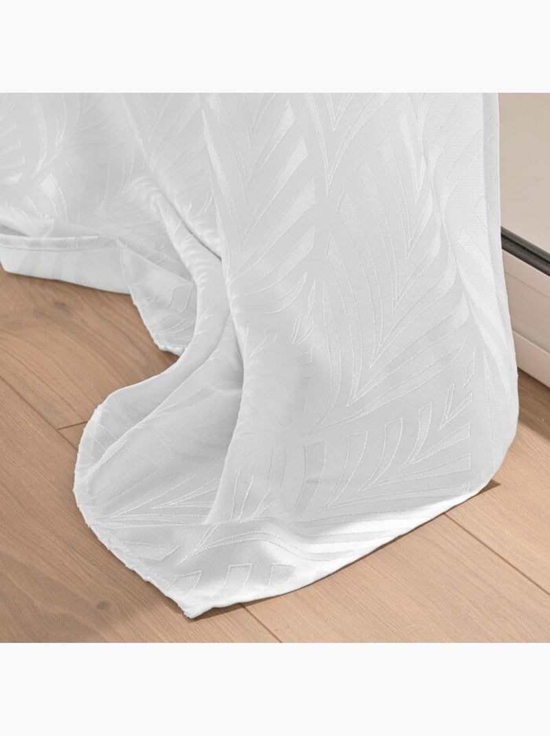 Rideau a oeillets - En jacquard - Victoria Blanc - Kiabi