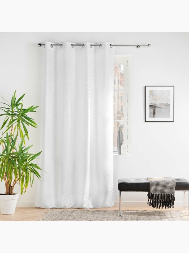 Rideau a oeillets - En jacquard - Victoria Blanc - Kiabi