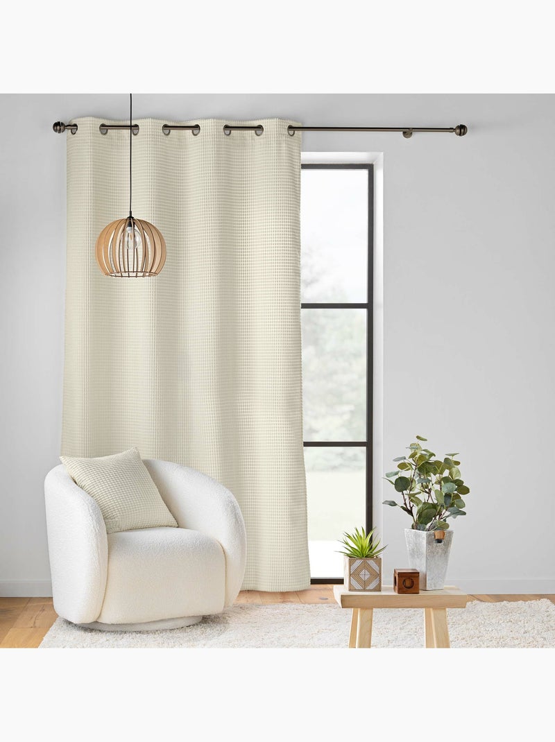 Rideau à œillets - En velours relief - Swing Beige naturel - Kiabi