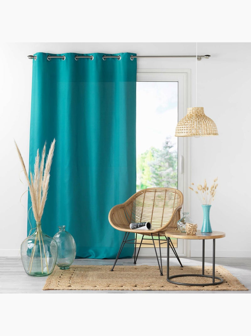 Rideau à œillets - Microfibre légère - Absolu Bleu - Kiabi