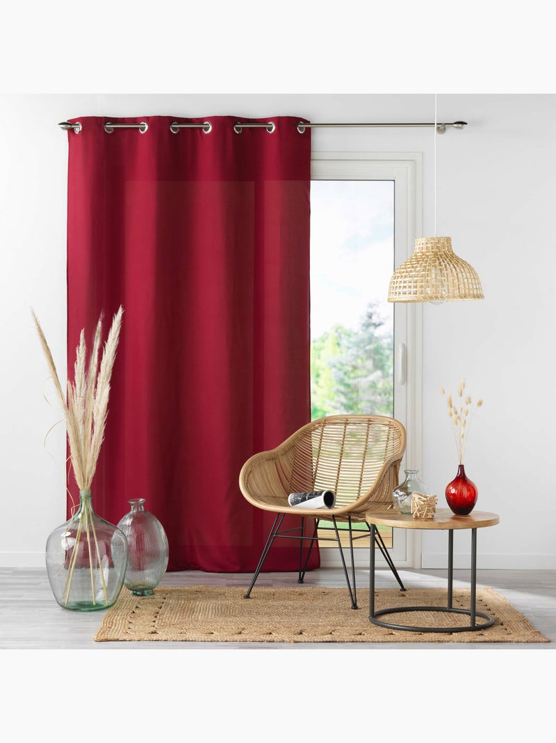 Rideau à œillets - Microfibre légère - Absolu Bordeaux - Kiabi