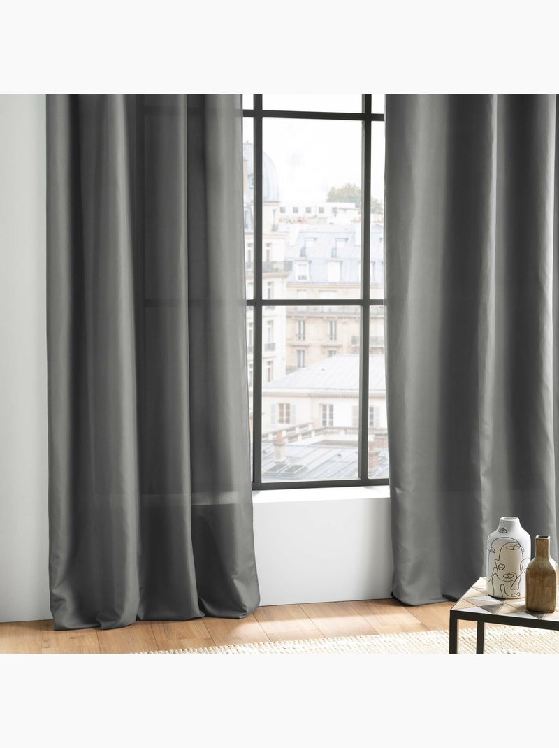 Rideau à œillets - Microfibre légère - Absolu gris anthracite - Kiabi