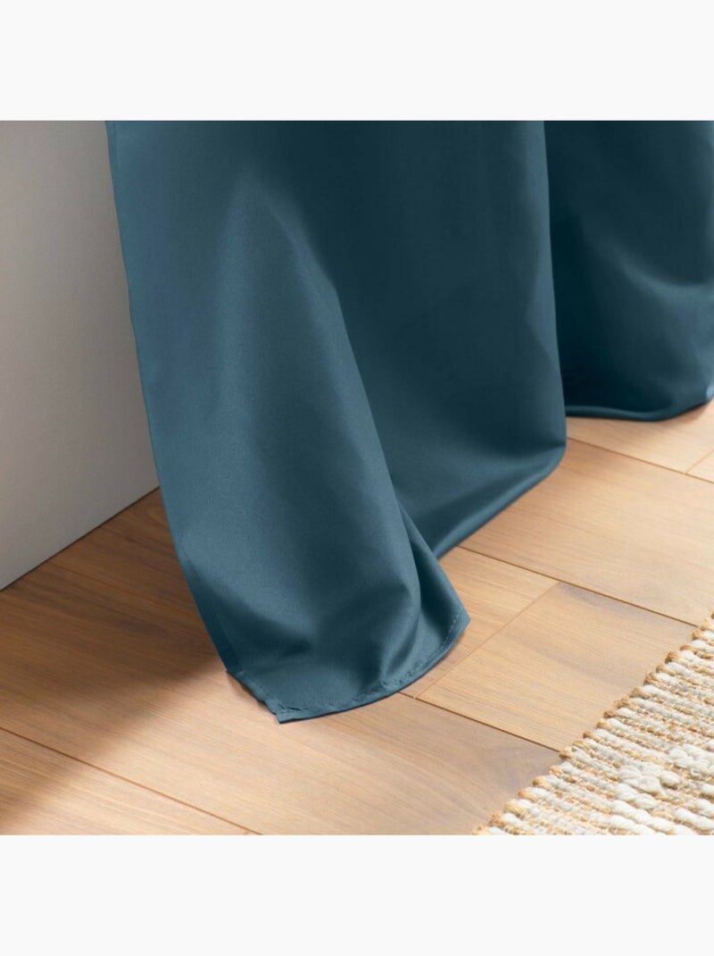 Rideau à œillets - Microfibre légère - Absolu Indigo - Kiabi