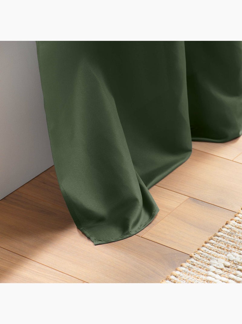 Rideau à œillets - Microfibre légère - Absolu Kaki - Kiabi