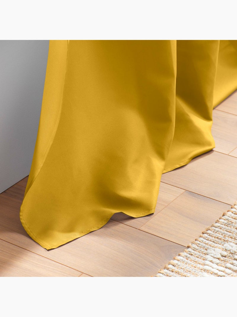 Rideau à œillets - Microfibre légère - Absolu Moutarde - Kiabi