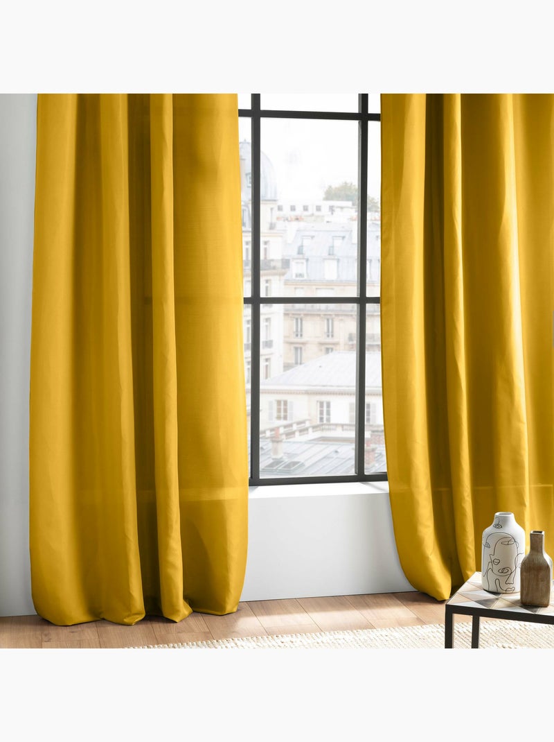 Rideau à œillets - Microfibre légère - Absolu Moutarde - Kiabi
