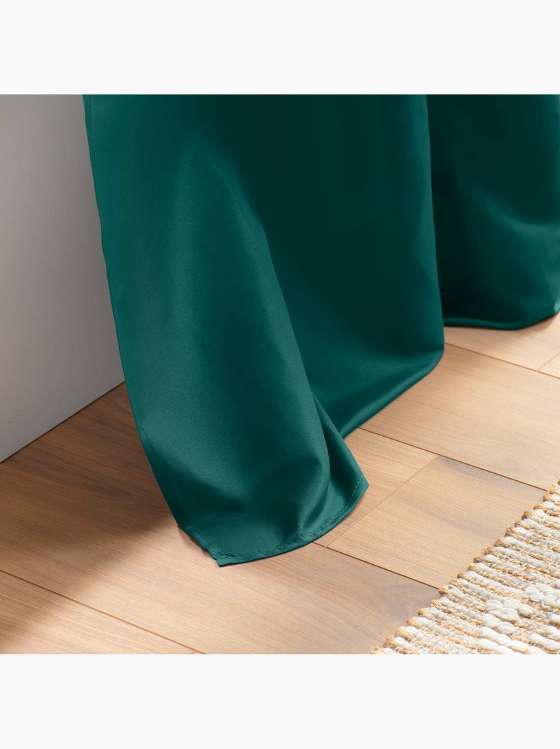 Rideau à œillets - Microfibre légère - Absolu Vert émeraude - Kiabi