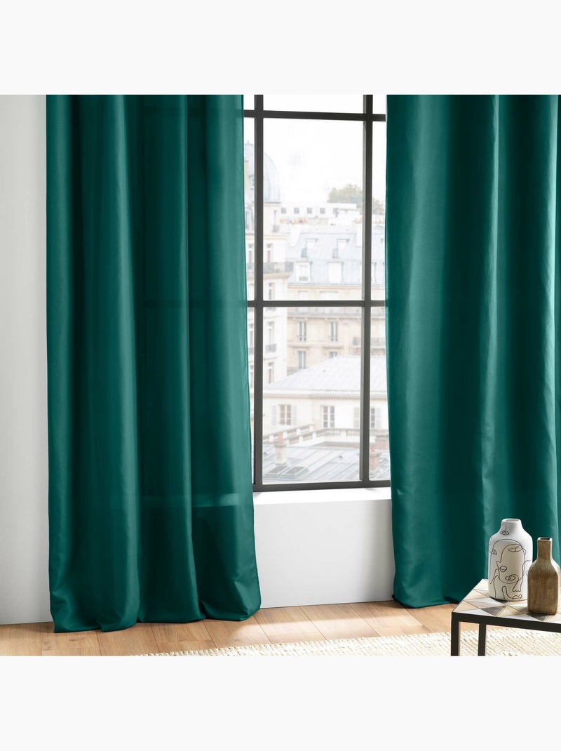 Rideau à œillets - Microfibre légère - Absolu Vert émeraude - Kiabi
