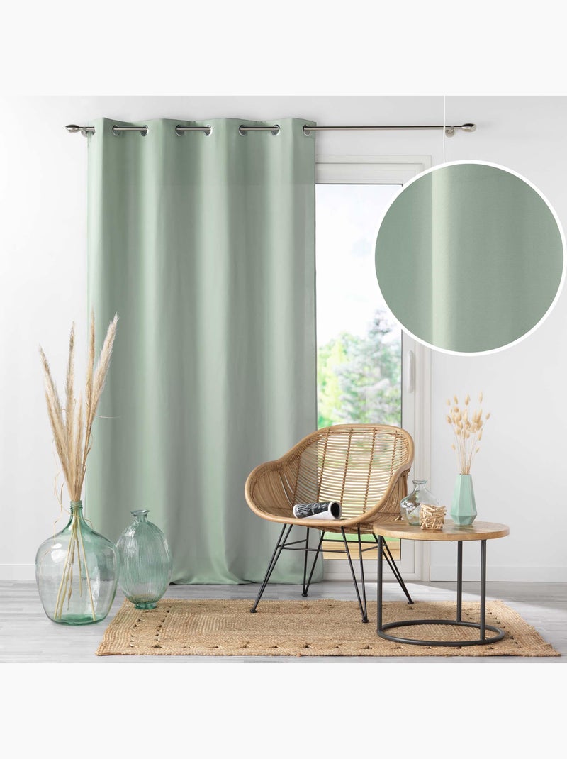 Rideau à œillets - Microfibre légère - Absolu Vert Sauge - Kiabi