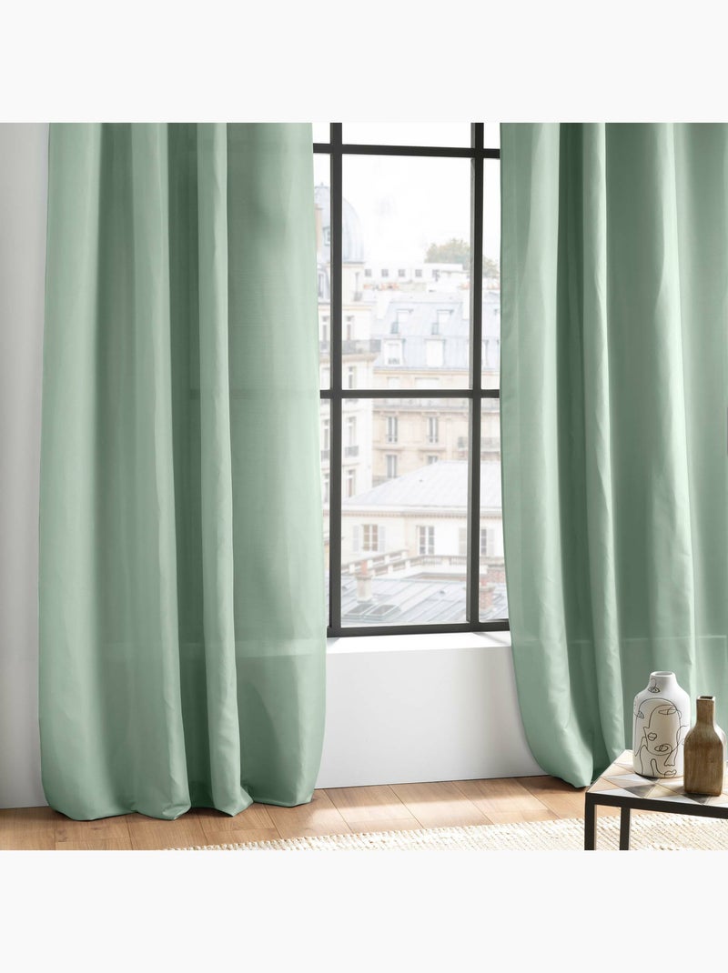 Rideau à œillets - Microfibre légère - Absolu Vert Sauge - Kiabi