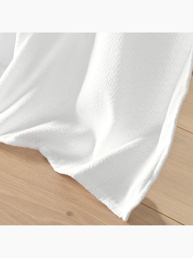 Rideau a œillets - Velours jacquard épais -Mika Blanc - Kiabi