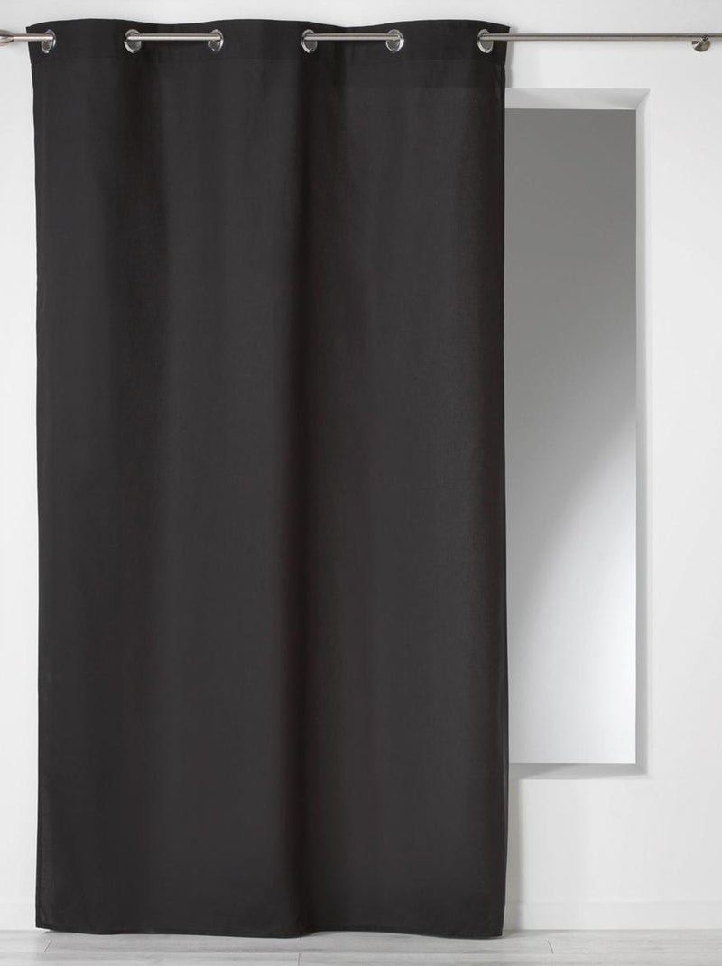 Rideau à œillets 100 % coton Panama Noir - Kiabi