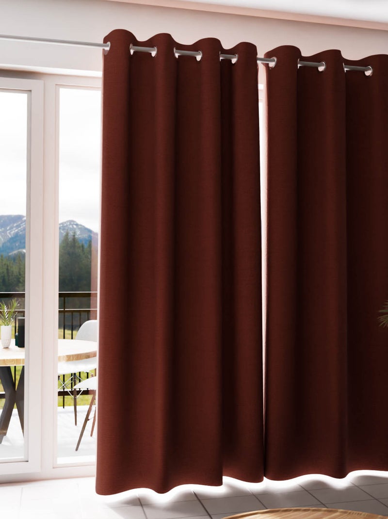 Rideau à oeillets 100% occultant ECLIPSE, par Soleil d'Ocre Rouge brique - Kiabi