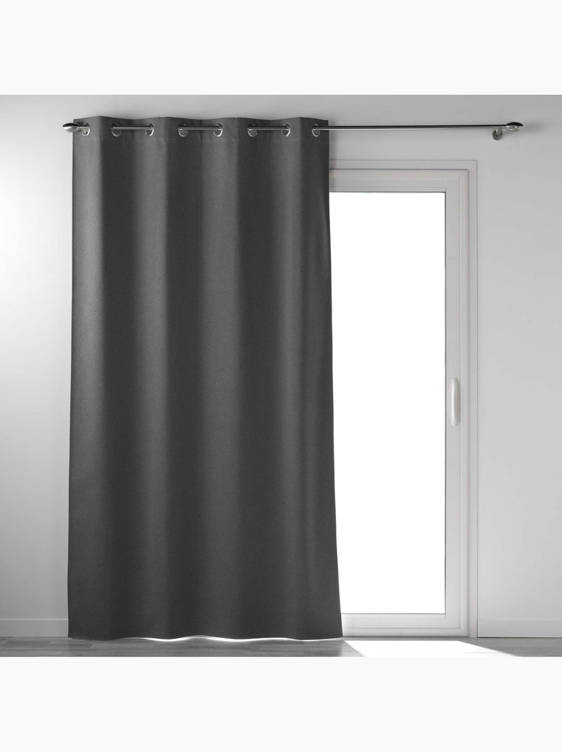 Rideau à œillets 100% occultant thermique uni occultissime gris anthracite - Kiabi