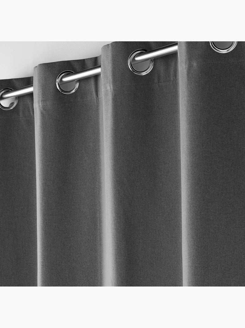 Rideau à œillets 100% occultant thermique uni occultissime gris anthracite - Kiabi