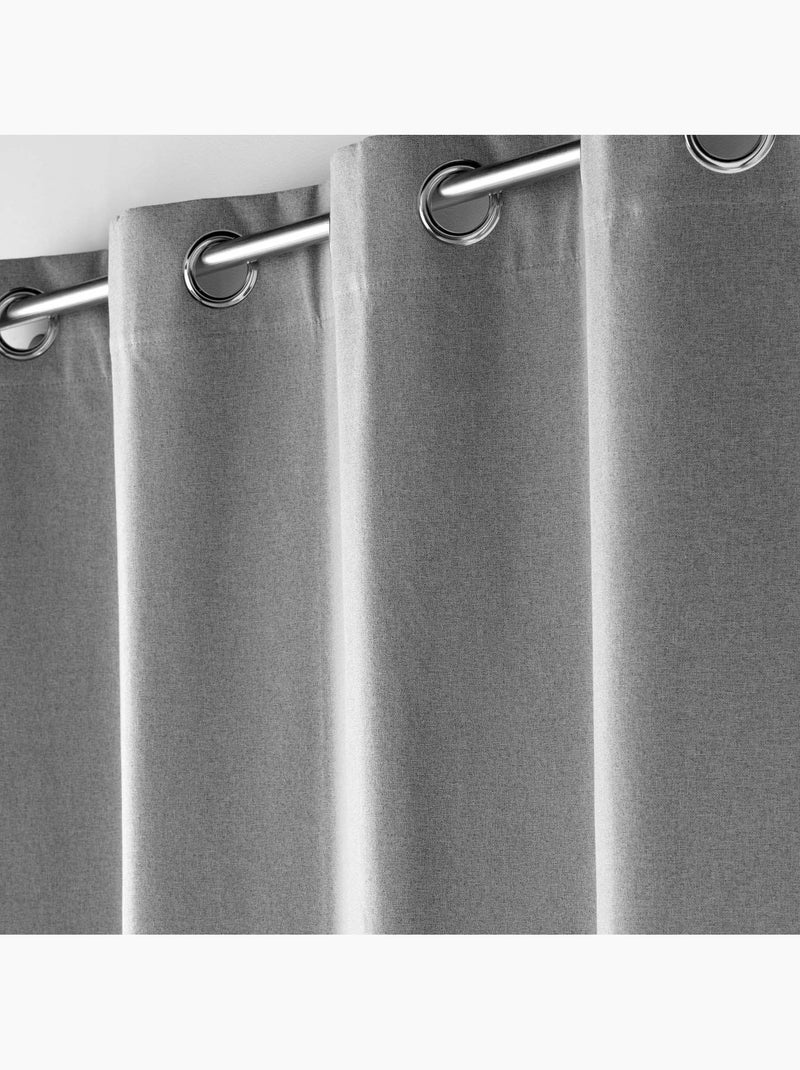 Rideau à œillets 100% occultant thermique uni occultissime Gris - Kiabi