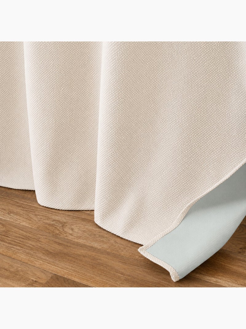 Rideau à œillets 100% occultant tissé uni noctis thermique et phonique Beige - Kiabi