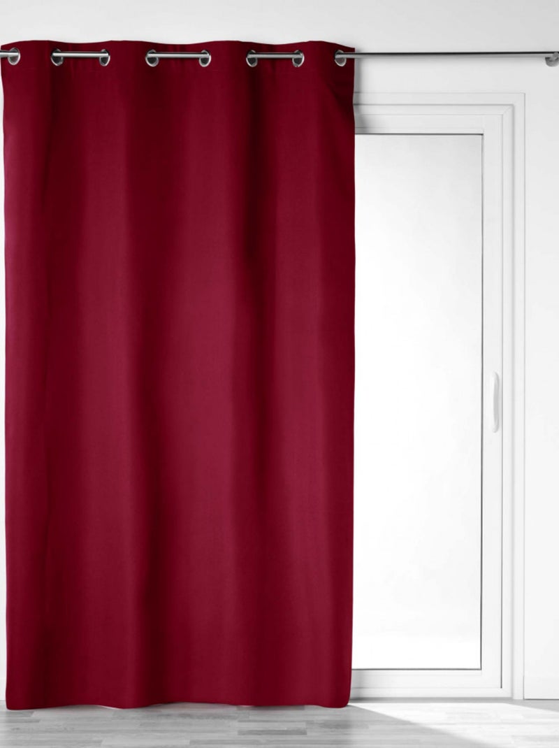 Rideau à oeillets 100% occultant/microfibre unie obscure Bordeaux - Kiabi