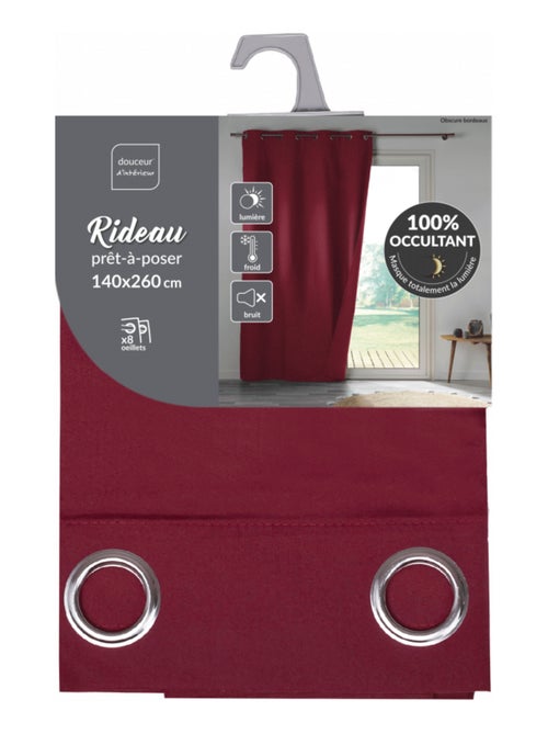 Rideau à oeillets 100% occultant/microfibre unie obscure - Kiabi