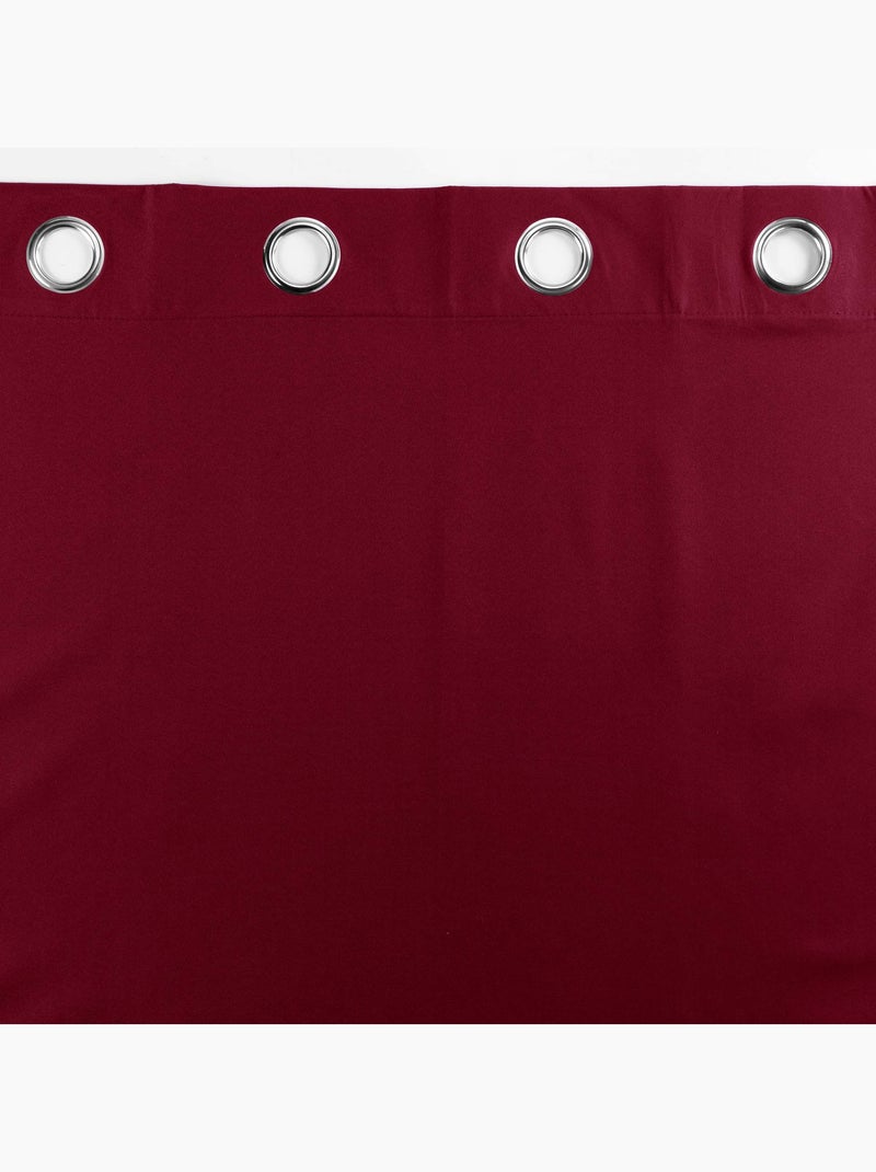 Rideau à oeillets 100% occultant/microfibre unie obscure Bordeaux - Kiabi