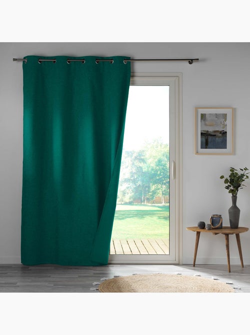 Rideau à oeillets 100% occultant/microfibre unie obscure - Kiabi