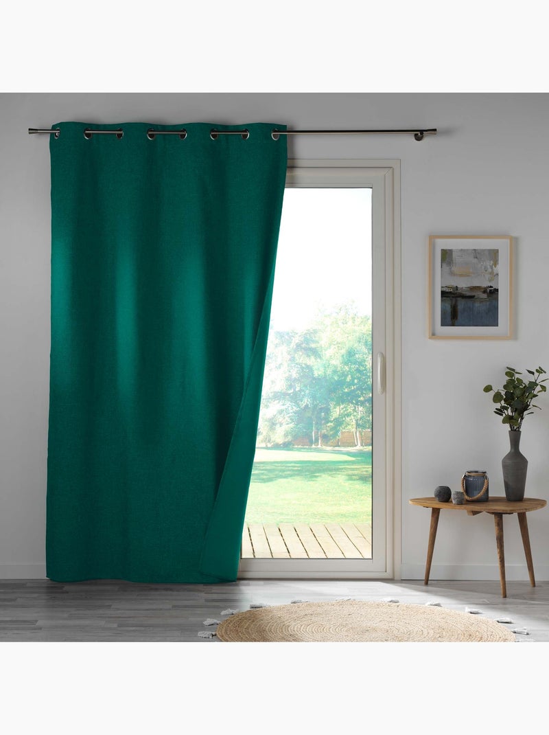 Rideau à oeillets 100% occultant/microfibre unie obscure Vert émeraude - Kiabi