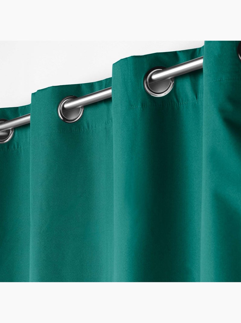 Rideau à oeillets 100% occultant/microfibre unie obscure Vert émeraude - Kiabi