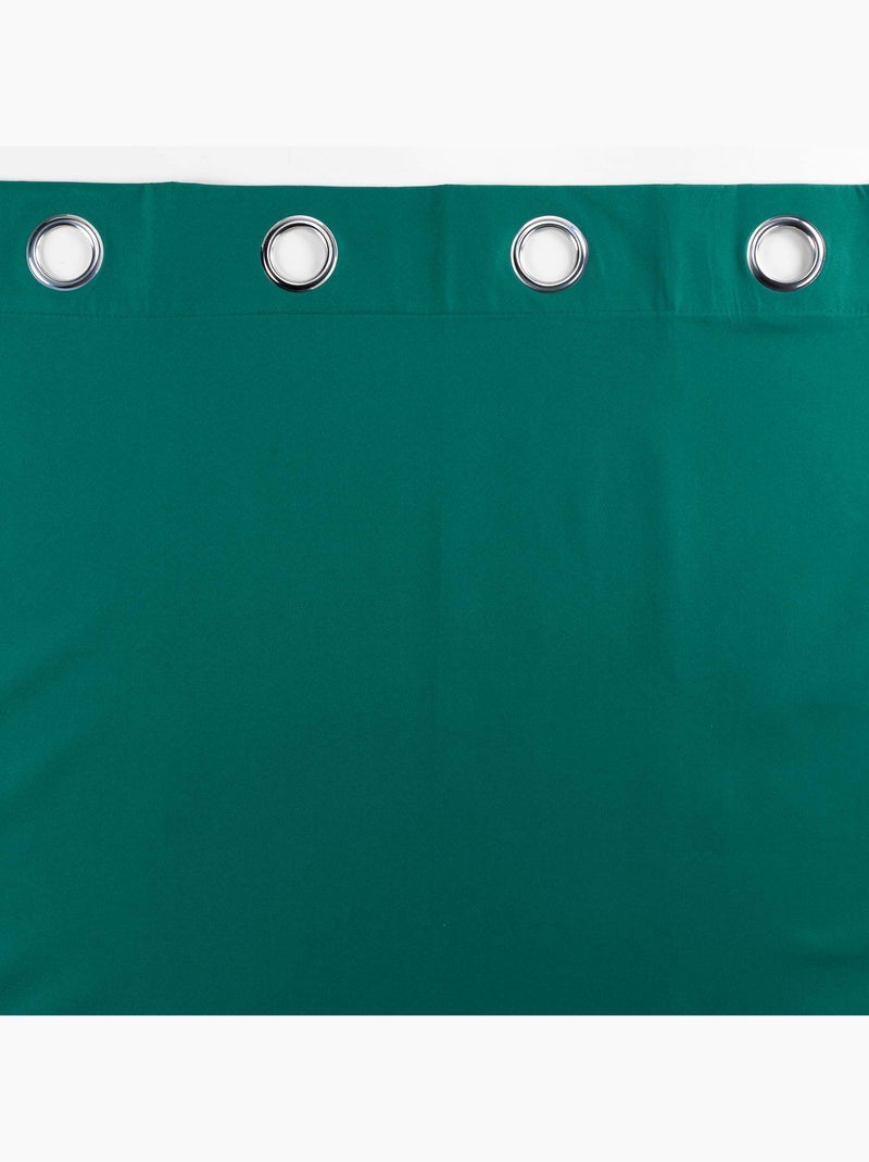 Rideau à oeillets 100% occultant/microfibre unie obscure Vert émeraude - Kiabi